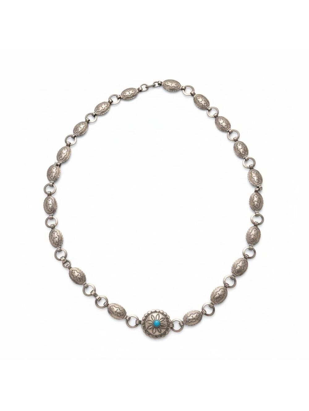 31-inch Sterling Silver Style Concho Chain Belt Southwest Boho Festival
